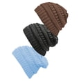 thumbnail image 1 of Bonnet Tricoté pour Femmes Lot de 3 - Noir/taupe/bleu Pâle, 1 of 1
