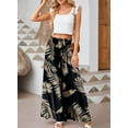 thumbnail image 2 of PTHTECHUS Womens Floral Wide Leg Pants With Pockets High Waist Adjustable Knot Loose Casual Trousers Business Work Casual Pants Loose Pants, 2 of 8