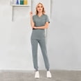thumbnail image 3 of Womens Casual Sports Suit Jogging Pants Solid Color V-Neck Short-Sleeved Pocket Nurse Uniform Suit, 3 of 4