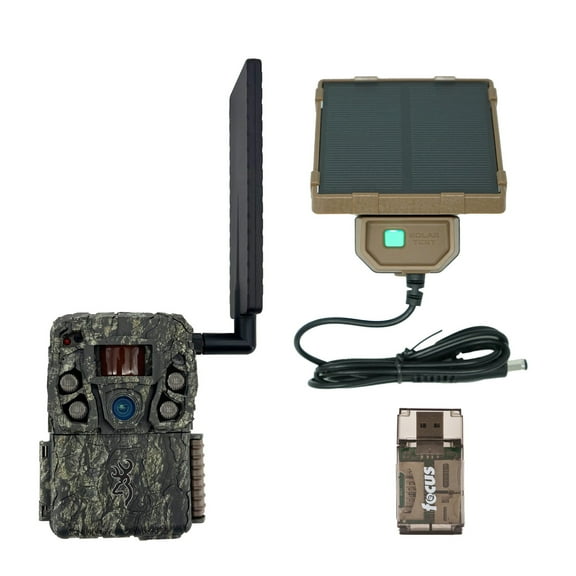 Browning Trail Camera Defender Wireless Vision Pro HD AI 46MP Trail Camera Bundle with Solar Camera Power Pack and Card Reader (3 Items)