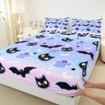 thumbnail image 3 of jejeloiu Cartoon Ghost Cat Full Size Sheets,Halloween Spooky Bats Bed Sheets,Pink Purple Blue Ombre Sheet Sets For Girls,Breathable Bedroom Decoration,4-Piece, 3 of 7