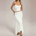 thumbnail image 2 of Women's Lace Camisole Set Sexy Crop Top Ruffled Hem Summer Boho Bodycon Long Skirt Suit Elegant Party Outfit, 2 of 2