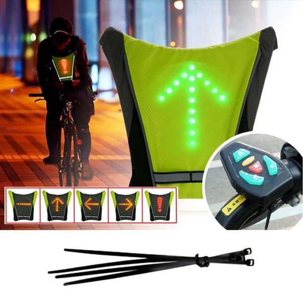Mochila de chaleco recargable de ciclismo con luz de señal de LED Amarillo Sharpla Chaleco reflectante de ciclismo