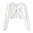 thumbnail image 2 of NAISIBABY Girls Cardigan Sweater, Cute Hollow Out Long Sleeve Ruffles V Neck Cropped Button Tops for Kids White 18-24Months, 2 of 7