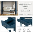 thumbnail image 5 of Knocbel Slim Antique Entry Console Table with 3 Drawers & Bottom Open Shelf, Solid Wood Narrow Sofa Couch Table for Entryway Hallway Living Room 23.7" W x 13" D x 31.4" H Navy Blue, 5 of 9