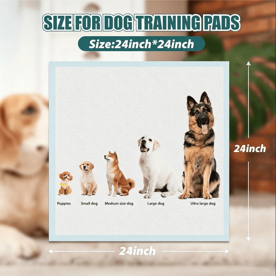 Dog Pee Pads Extra Large 24"x24", 100 Count Large Puppy Training Pads with Adhesive Tabs, 7 Layers Thick, Super Absorbent, Leak-Proof, Quick-Dry, Potty Pads for Dogs and Puppies