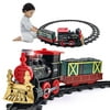 Children's Toy Christmas Train Rail Set with Light and Sound Christmas Retro Steam Track Train Model Toy