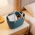 thumbnail image 5 of Hand Woven Plastic Shopping Basket with Handles for Groceries, Laundry, Snacks and Picnic Storage, 5 of 6