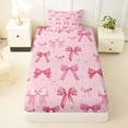 thumbnail image 3 of Erosebridal Pink Cute Coquette Bowknot Twin Sheet Sets,Girly Bowtie Princess Bedding For Bows Lover 3 Pieces, 3 of 6