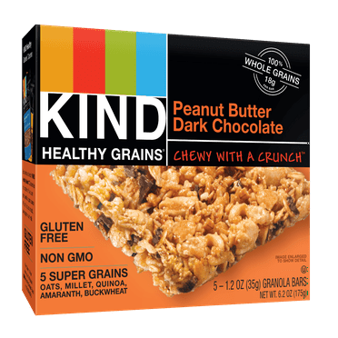 KIND Healthy Grain Bars, Peanut Butter Dark Chocolate, 1.2 oz, 5 Count