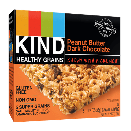 (2 Pack) KIND Healthy Grains Granola Bar, Peanut Butter Dark Chocolate, 5 Bars, Gluten Free, Healthy Grains (Best Dark Chocolate Peppermint Bark Recipe)
