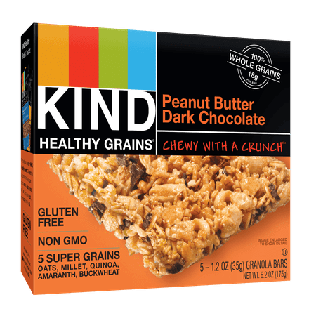 (2 Pack) KIND Healthy Grains Granola Bar, Peanut Butter Dark Chocolate, 5 Bars, Gluten Free, Healthy Grains (Best Coconut Chocolate Bars)