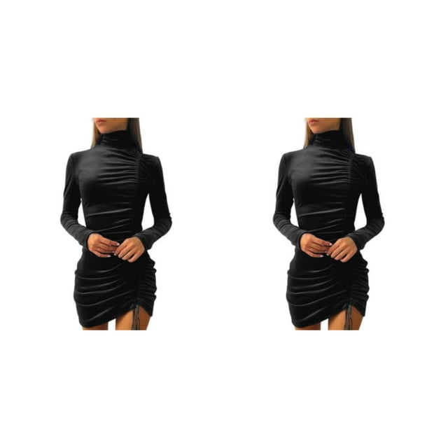 Goriertaly Robe à Manches Longues pour les Femmes en Tissu Polyester Respirant Élégant Polyester Fait Robe de Velours 3XL 2Set