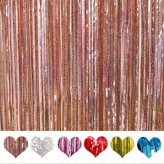 Metallic Foil Fringe Curtains Tinsel Curtain Photo Backdrop Birthday Party Decoration