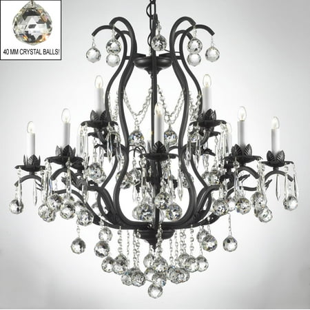 - Wrought Iron Crystal Chandelier Dressed With Crystal Balls
