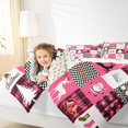 thumbnail image 4 of Homewish Merry Christmas Child Full Size Comforter Sets, Magic Reindeer Snowman Bedding Comforter Set, Cartoon Pink Patchwork Reversible Bedding Sets, Luxury Bedroom Decor, 3-Piece, 4 of 8