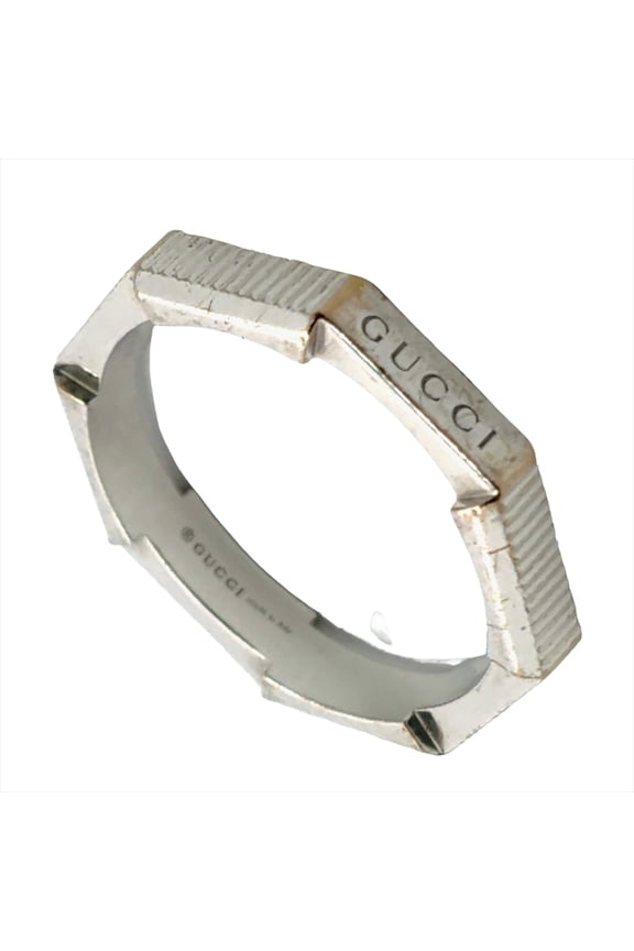 Pre-Owned Gucci Link to Love Ring, Size #18, 18K White Gold, 5.6g, Logo, Women's.