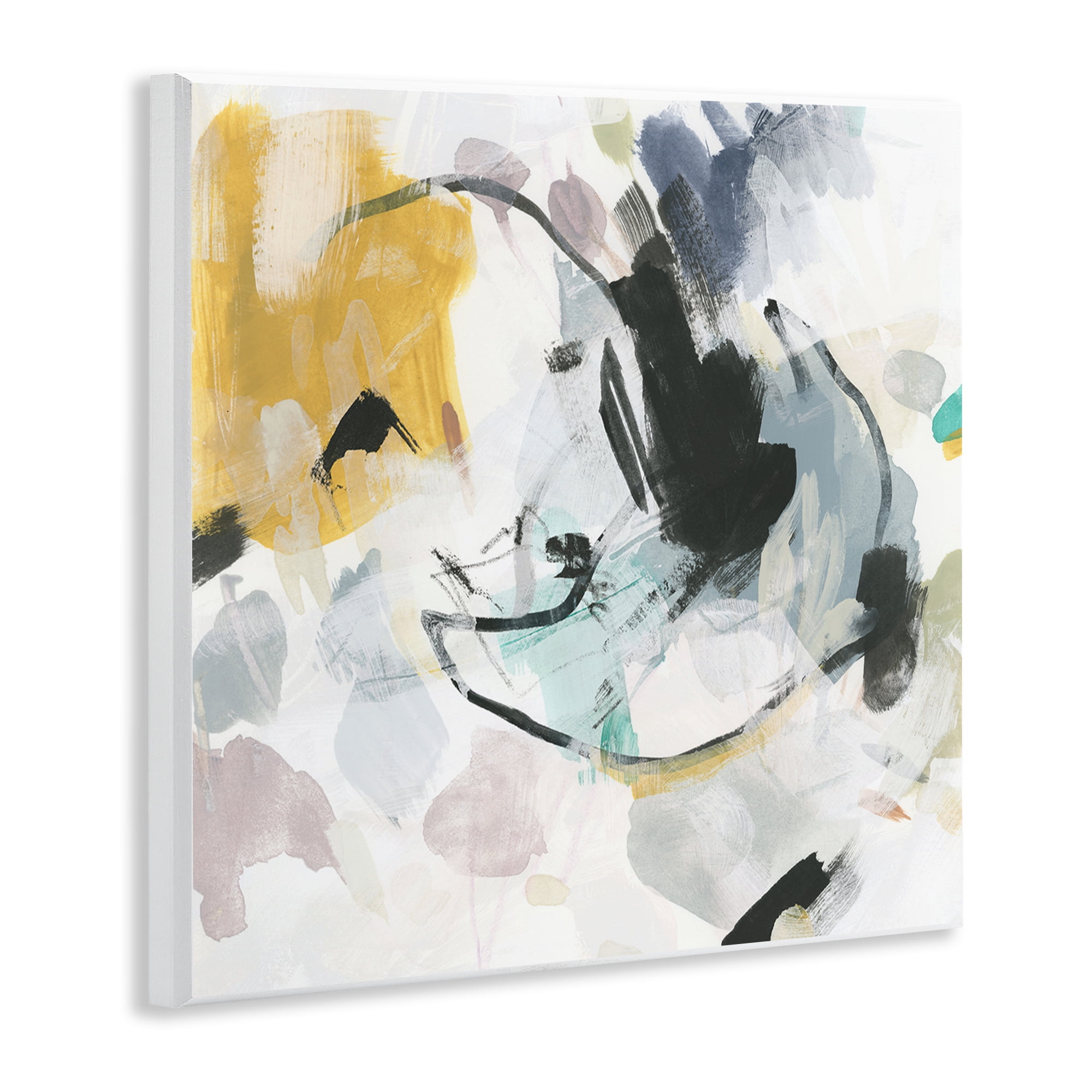 Stupell Industries Yellow & Neutral Abstraction Abstract Painting Unframed Art Print Wall Art, 12 x 12
