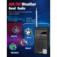 thumbnail image 2 of Radio meteorológica Jazmm Pocket portátil AM FM con linterna, 2 of 9