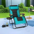 thumbnail image 2 of WYDK Oversized Padded Zero Gravity Chair, Foldable Patio Recliner, 30" Wide Seat Anti Gravity Lounger with Cup Holder, Support 400 LBS (Aqua), 2 of 17
