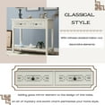 thumbnail image 2 of Console Table with Hollow-out Decoration, Storage Cabinet with 2 Drawers and Bottom Shelf, Classic Wood Cupboard with Large Storage Space for Bedroom Living Room, Ivory, 2 of 7