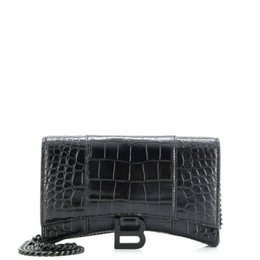 Pre-Owned Hourglass Crossbody Bag Crocodile Embossed Leather XS By Rebag