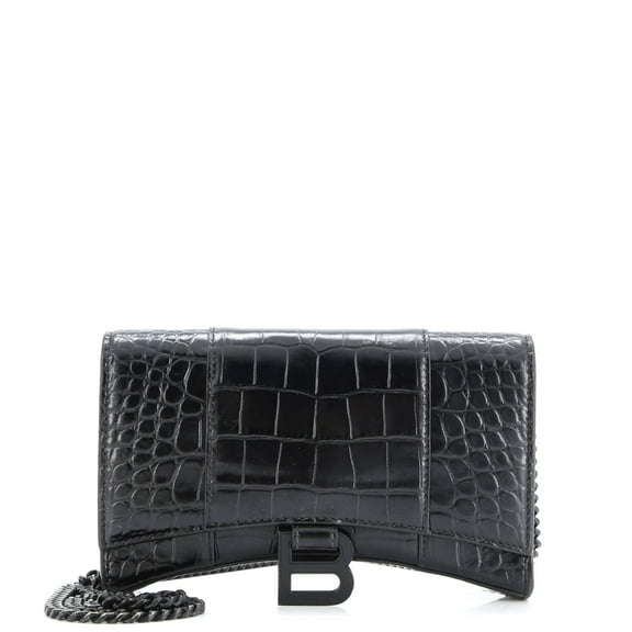 Pre-Owned Hourglass Crossbody Bag Crocodile Embossed Leather XS By Rebag
