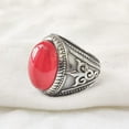 thumbnail image 4 of NEW Coral Mans Ring, Natural Red Coral Ring, Unisex Ring, Silver Jewelry, 925 Silver Ring, Birthday Gift, Heavy Mens Ring, Arabic Design, Ottoman Style Ring, Christmas, Turkey Mens Signet Ring, 4 of 7