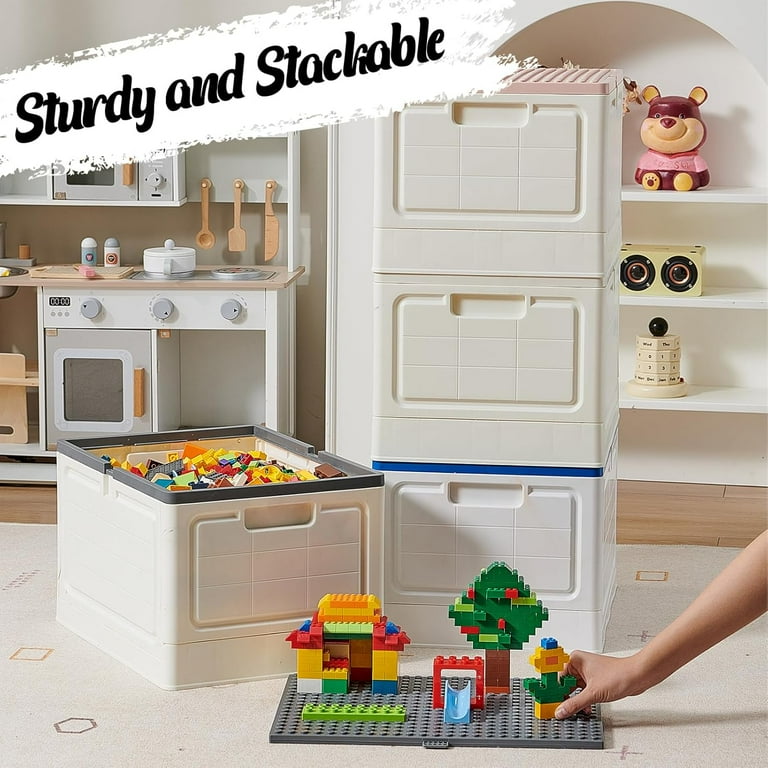 Toy Box Toy Chest with Building Lid for Duplo Blocks,38 Qt