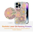 thumbnail image 2 of Case for iPhone 12 Pro, Colorful Retro Oil Painting Flower Laser Glossy Design Cute Curly Wave Edge Exquisite Phone Cover Stylish Durable TPU Protective Case for Girls Women - Pink Purple, 2 of 12