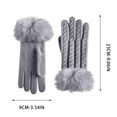 thumbnail image 4 of UTSJKR Faux Fur Full Finger Gloves Winter Knit Gloves Warm Fluffy Mittens Cable Knit Casual Solid Color Glove for Women Gray, 4 of 7