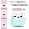 thumbnail image 2 of AirPods 3 Case Cover, Silicone Protective Accessories Skin with Keychain Compatible with Apple AirPod 3rd Generation 2021 for Women Men Girls Boys,Front LED Visible-Pine Green, 2 of 4