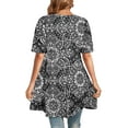 thumbnail image 4 of Fantaslook Plus Size Womens Tunic Tops Short Sleeve Casual Floral Shirts Swing Flare Dressy Blouses, 4 of 7