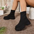 thumbnail image 5 of Miluxas Women's Elastic Ankle Boots Slip on Lug Sole Chunky Heel Platform Ankle Booties for Women Black 6(37), 5 of 9