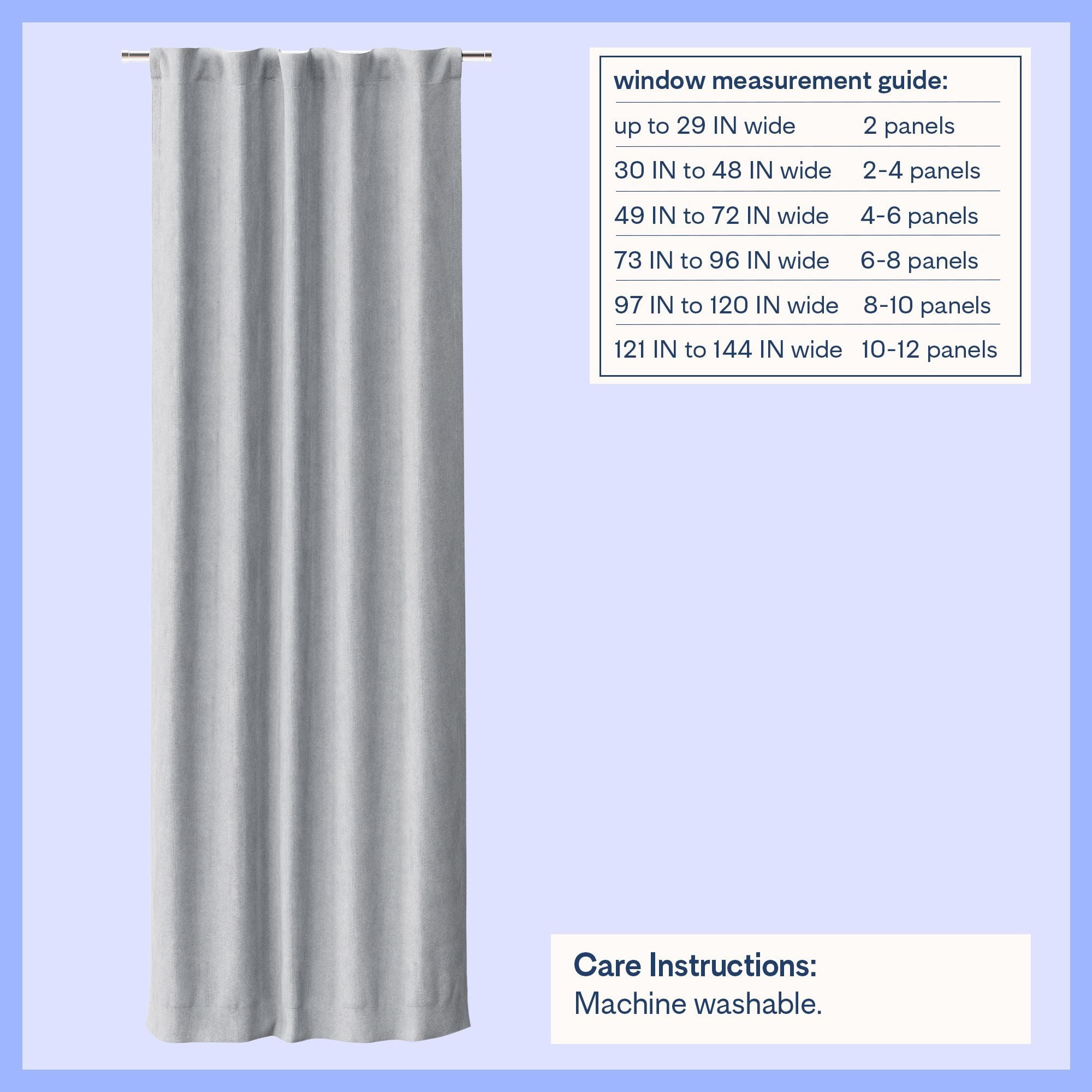 Mainstays Kids Soft Silver Solid Ribbed Corduroy Blackout Rod Pocket with Back Tabs Single Curtain Panel, Set of 1, 38" W x 84" L