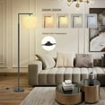 thumbnail image 4 of Pazzo 64" 1-Light Modern Adjustable Black LED Floor Lamp with Linen Shade and 9W Bulb, 4 of 7