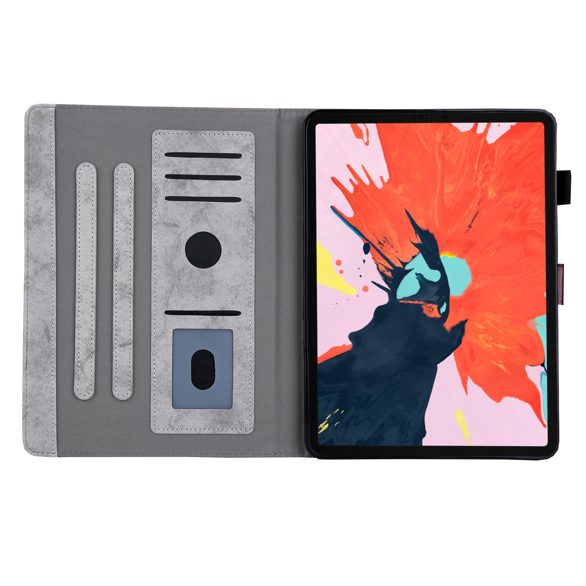 for iPad 10th Gen 10.9" (2022) Case, Retro Card Slot Cover with Pencil Holder, Multi-Angle Viewing Stand, Pocket Design, Folio Leather Case for Apple iPad 10th Gen 10.9" - Gray