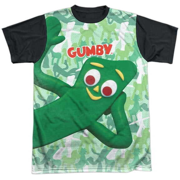 Gumby Gumbyflage Officially Licensed Black Back Sublimation Adult T Shirt