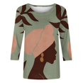 ALLLIST Womens Spring Tops Crew Neck Black History 3/4 Sleeve Printed