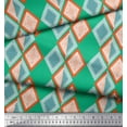 thumbnail image 3 of Soimoi Green polyester Crepe Fabric Stripe & Diamond Geometric Print Sewing Fabric Yard 42 Inch Wide, 3 of 3