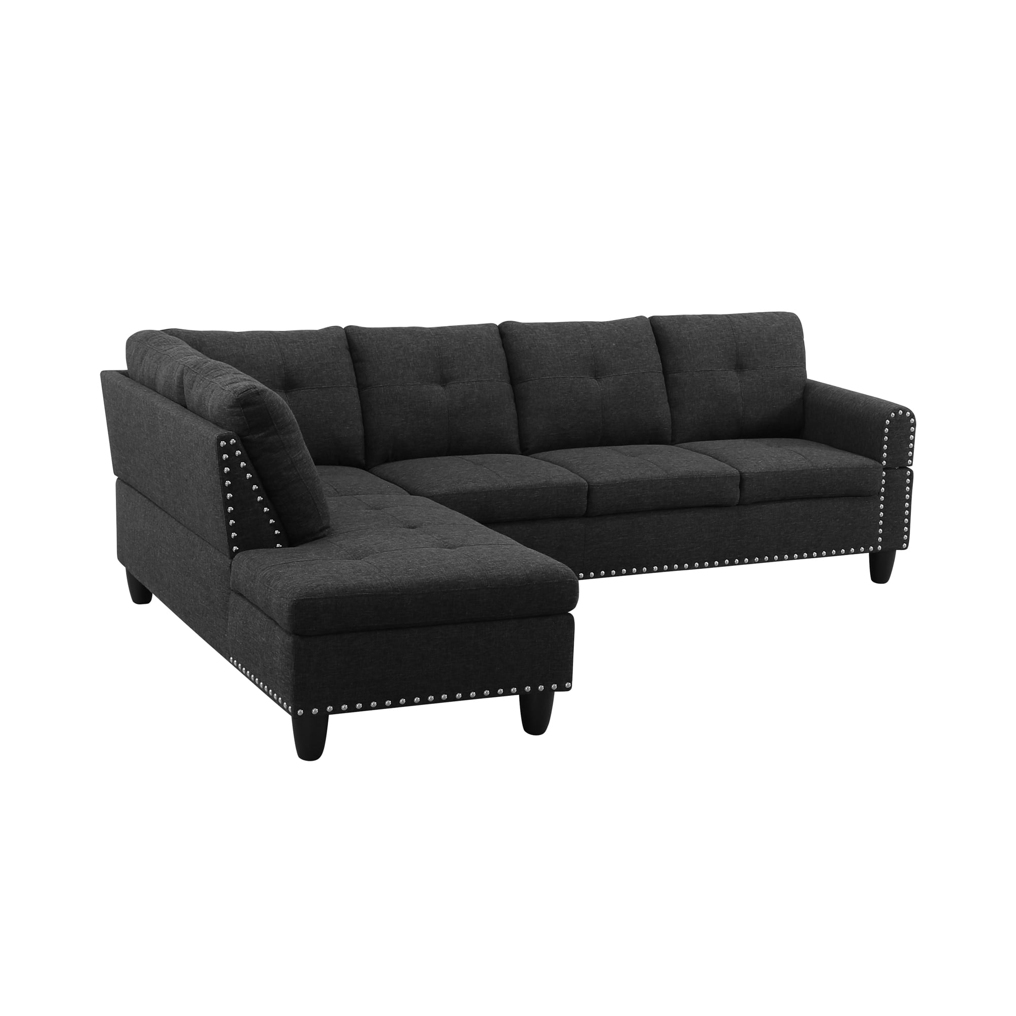 Howcool 98" Sectional Sofa, L-Shaped Couch with Left-Facing Chaise, Linen Fabric Modular Sectional Sofa for Living Room, Apartment & Small Space, Black