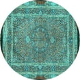 thumbnail image 1 of Ahgly Company Indoor Round Persian Turquoise Blue Traditional Area Rugs, 8' Round, 1 of 4