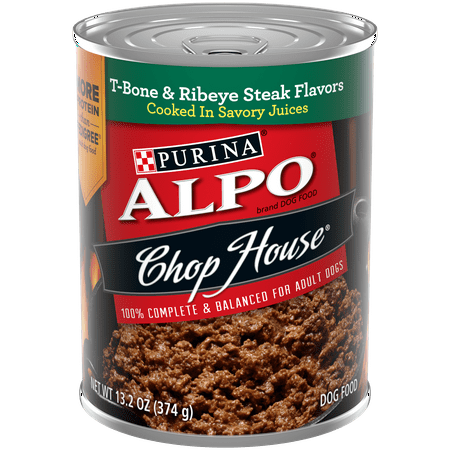 Purina ALPO Wet Dog Food, Chop House T-Bone & Ribeye Steak Flavors - (12) 13.2 oz.