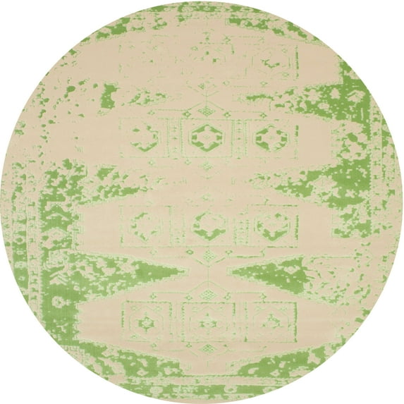 Ahgly Company Indoor Round Contemporary Brown Gold Abstract Area Rugs, 8' Round