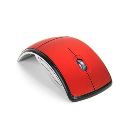 Wireless Mouse,2.4GHz Foldable Folding Arc Optical Mouse with Fast Scrolling for Microsoft Laptop Notebook Computer Mice-Red