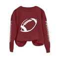 thumbnail image 4 of YVNAURA Football Season Sweatshirt for Women Sorry Can't Football Bye Funny Graphic Print Long Sleeve Crewneck Pullover Casual Loose Top for Game Day, Wine,XL, 4 of 6