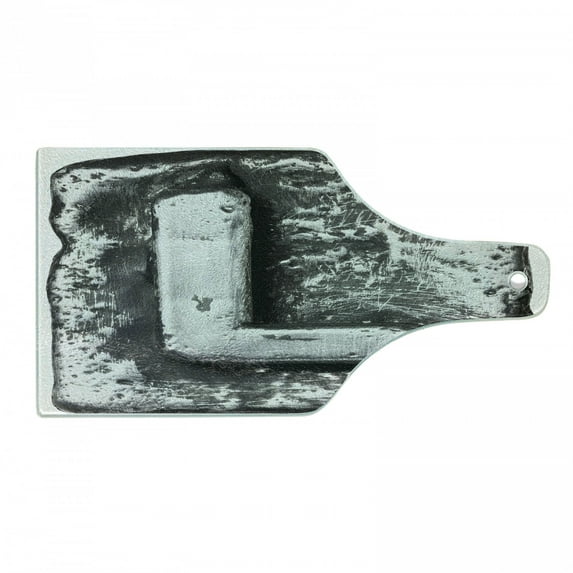 Letter L Cutting Board, Typography Composite L Alphabet Letter Name Baroque Knights Iron Words Writing Design, Tempered Glass Cutting and Serving Board, Wine Bottle Shape, Grey, by Ambesonne