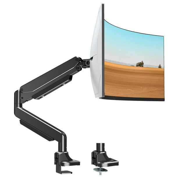Soporte de Monitor MOUNTUP Negro para Pantallas Ultrawide con Brazo y Abrazadera en C/Base de Ojal
