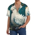 thumbnail image 2 of Picia Tropical Parrot Floral Artwork Men's Linen Shirts Short Sleeve Cuban Beach Shirts Casual Shirts Button Down Shirt for Men Beach Summer Wedding Shirt-Small, 2 of 7