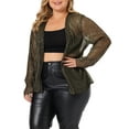thumbnail image 4 of Agnes Orinda Women's Plus Size Cardigan Open Front Metallic Sheer Shrug Long Sleeve Lightweight Cardigans 4X Gold, 4 of 6